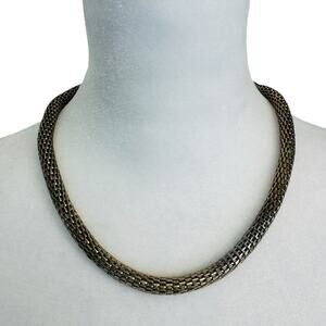 Rope Style Woven Hallow Mesh Gold Toned 18" Necklace Not Signed